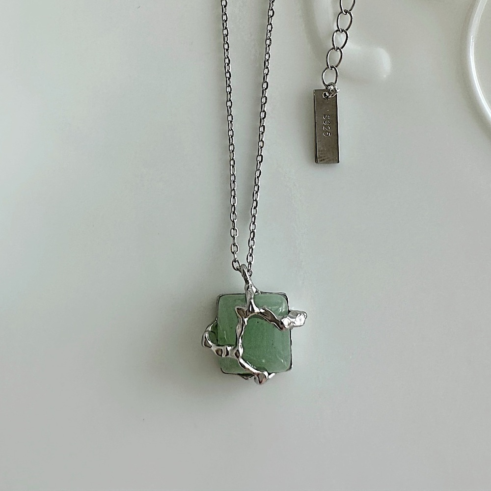 Green Aventurine S925 dainty necklace